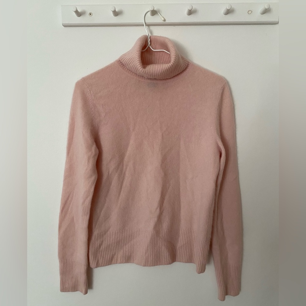 Pink Cashmere Turtleneck Sweater